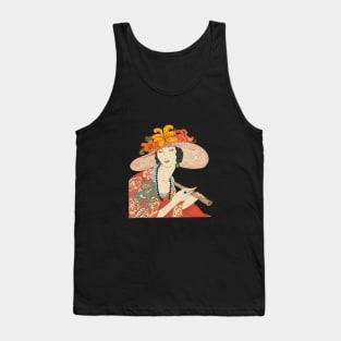 Lady in a hat (on black) Tank Top